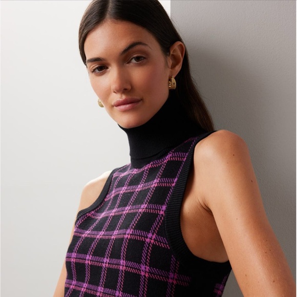 Black and Pink Halter Sheath Midi Dress - Picture 2 of 7